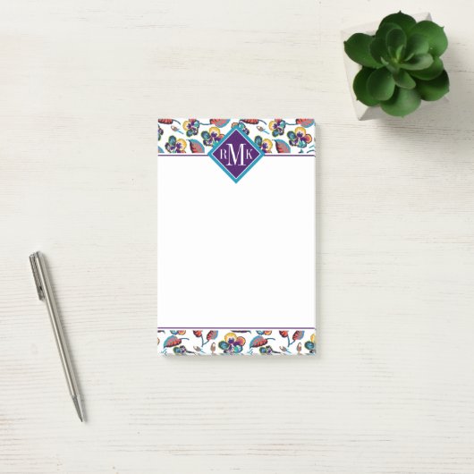 Monogram | Bright Hibiscus Pattern Post-it® Notes (Kantoor)