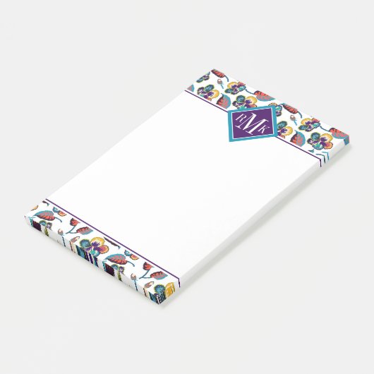 Monogram | Bright Hibiscus Pattern Post-it® Notes (Schuin)