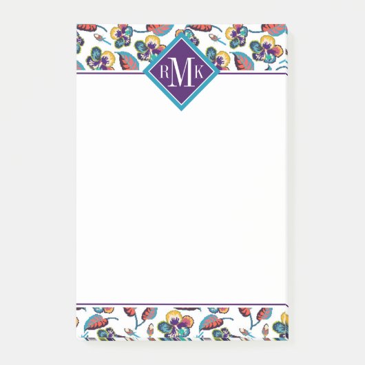 Monogram | Bright Hibiscus Pattern Post-it® Notes (Voorkant)