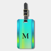 Monogram Bright Neon Turquoise Bagagelabel (Voorkant verticaal)