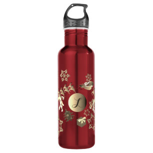 Monogram Bronze-achtige Santa's Reindeer & Snowfla Waterfles