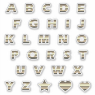 Monogram Bronze Yellow Beige Stripes Sticker