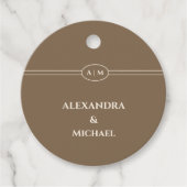 Monogram Brown Christian Wedding Thank You Bedankjes Labels (Voorkant)