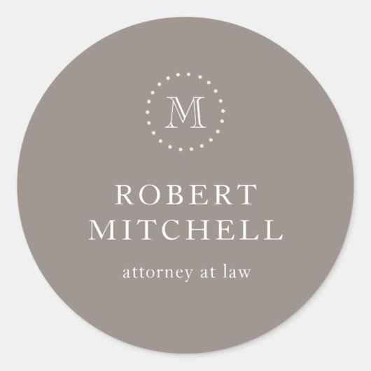 Monogram Brown Elegant Classic Business Sticker (Voorkant)
