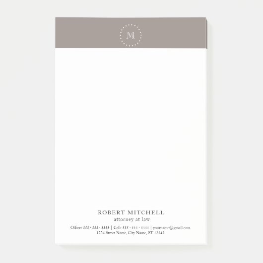 Monogram Brown Elegant Professional Post-it® notes (Voorkant)