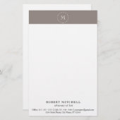 Monogram Brown Elegant Professional Stationery Briefpapier (Voorkant / Achterkant)