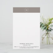 Monogram Brown Elegant Professional Stationery Briefpapier (Staand voorkant)