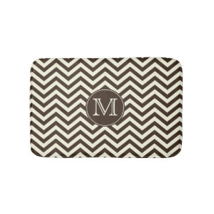 Monogram Brown en Cream Chevron Badmat