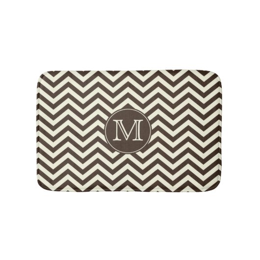 Monogram Brown en Cream Chevron Badmat (Voorkant)