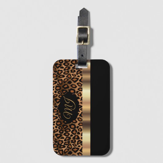 Monogram Brown Leopard Pattern Bagagelabel (Voorkant (verticaal))