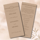 Monogram Brown Taupe Christian Wedding Program Programma