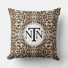 Monogram Brown Wild Leopard Print Kussen