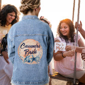 Monogram bruid blauwe Waterverf schelpen | Zeester Denim Jacket