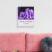 Monogram bruid en bruidegom met Paarse Rozen Canvas Afdruk (Insitu (Woonkamer))