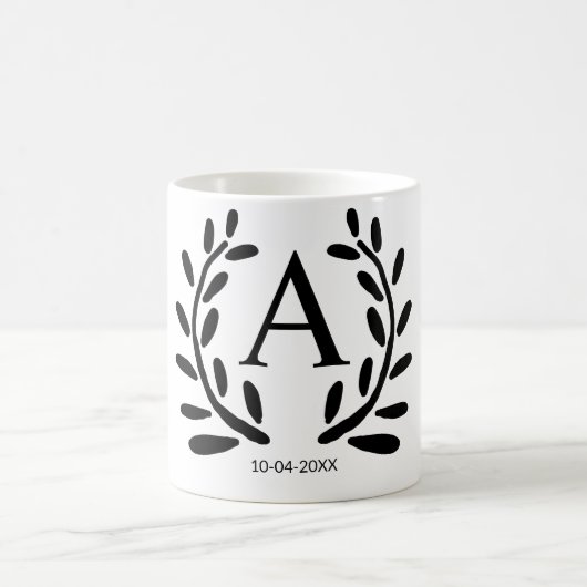 MONOGRAM BRUIDEGOM KADO BRUIDEGOM JAAR DATUM NAAM  KOFFIEMOK (Center)