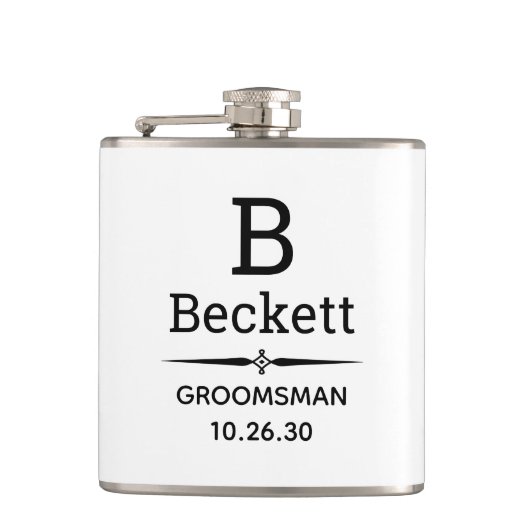 Monogram bruidsjonker heupfles (Voorkant)