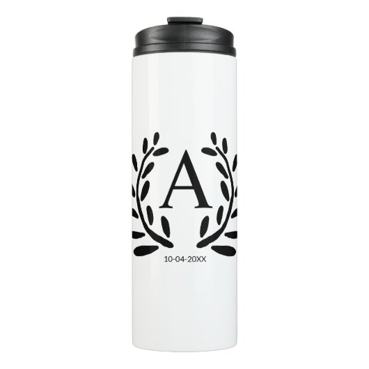 MONOGRAM BRUIDSJONKER VOEG JAAR DATUM NAAM CADEAUS THERMOSBEKER (Voorkant)