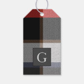 Monogram Bruidsjonkers Beste Man Rood Grijs Tartan Cadeaulabel (Voorkant)