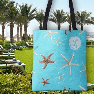 Monogram bruidsmeisje met zeester initiaal draagtas