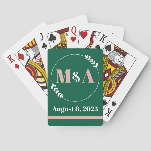 Monogram bruiloft bewaar de datums of gunst pokerkaarten (Achterkant)