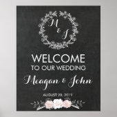 Monogram bruiloft bord bord modern poster (Voorkant)