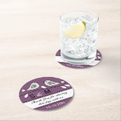 Monogram bruiloft Dank u Paarse Tortelduifjes Ronde Kartonnen Onderzetter (Insitu)