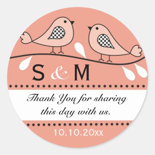 Monogram bruiloft dank u Stickers (Voorkant)