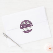 Monogram bruiloft dank u Stickers: Paarse Ronde Sticker (Envelop)