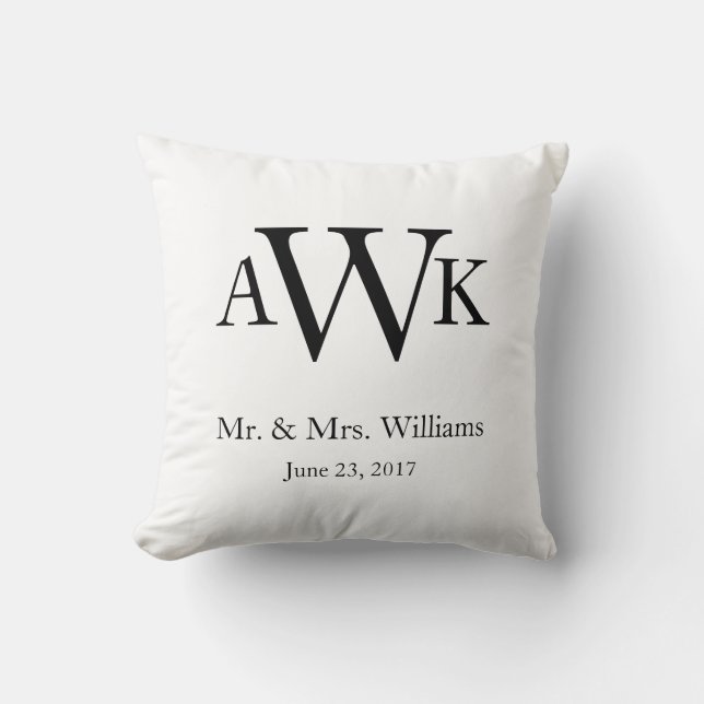 Monogram bruiloft Datum Pillow Kussen (Voorkant)