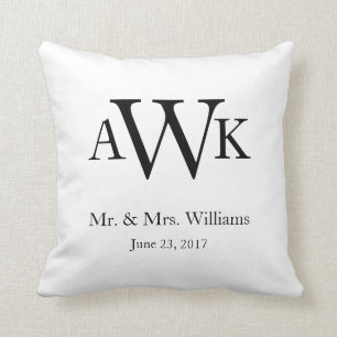 Monogram bruiloft Datum Pillow Kussen