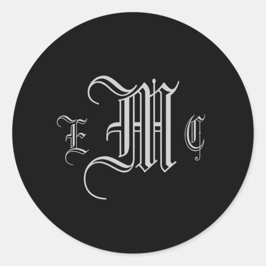Monogram Bruiloft Drie Initialen Bruidsbruidegom S Ronde Sticker (Voorkant)