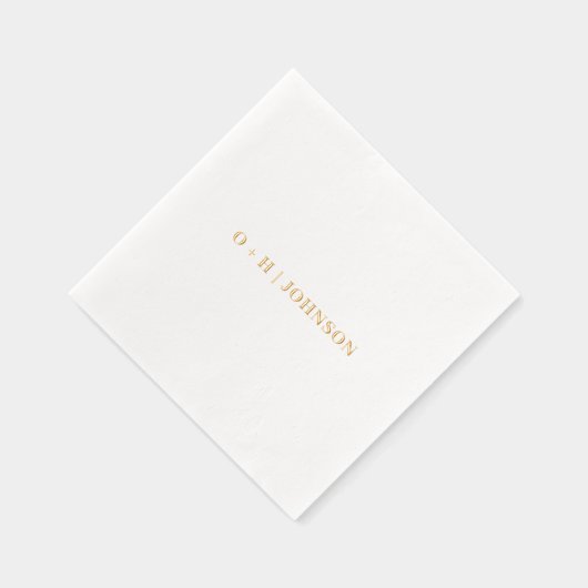 Monogram bruiloft Elegant Eenvoudig Minimalistisch Folie Servetten (Rechts)