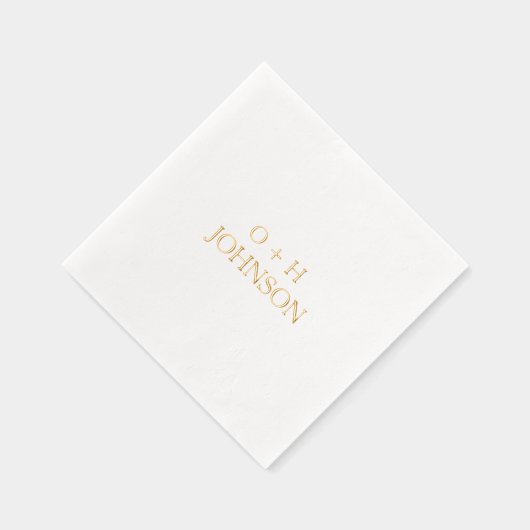 Monogram bruiloft Elegant Minimalistisch Goud Folie Servetten (Rechts)