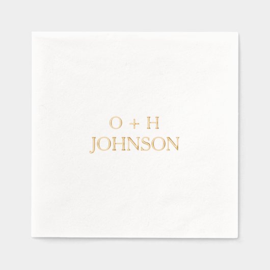 Monogram bruiloft Elegant Minimalistisch Goud Folie Servetten (Voorkant)
