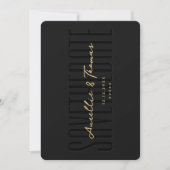 Monogram Bruiloft Elegant Zwart Goud Modern QR Save The Date (Voorkant)