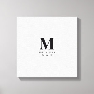 Monogram Bruiloft Gastenboek Alternatief Canvas Afdruk