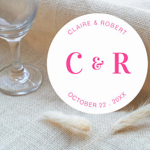 Monogram bruiloft gunst Drink gepersonaliseerd Ronde Kartonnen Onderzetter