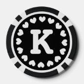 Monogram bruiloft gunst poker chip | Zwart wit (Achterkant)