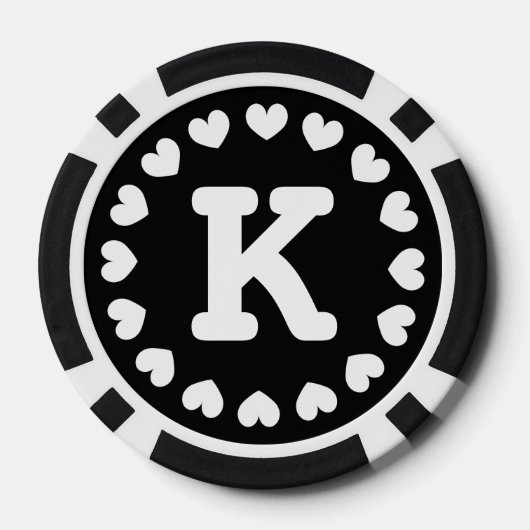 Monogram bruiloft gunst poker chip | Zwart wit (Achterkant)