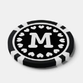 Monogram bruiloft gunst poker chip | Zwart wit (Enkel)
