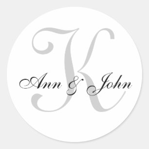 Monogram bruiloft Initiaal bruid bruidegom namen S Ronde Sticker