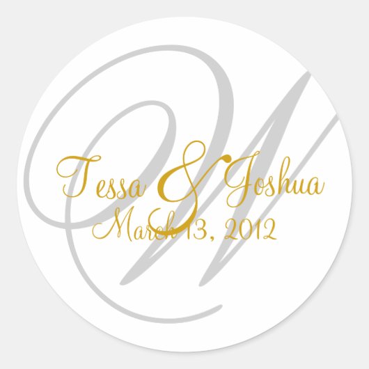  Monogram Bruiloft Initiaal Seal Sticker (Voorkant)