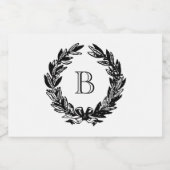 Monogram bruiloft krans illustratie sparkling wijnetiket (Enkel label)