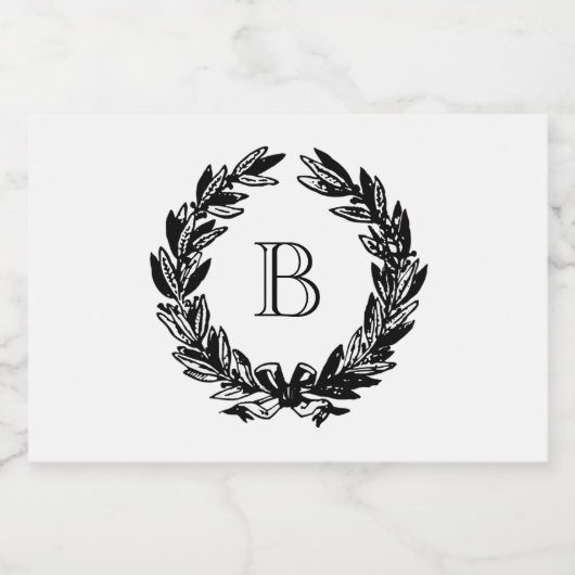 Monogram bruiloft krans illustratie sparkling wijnetiket (Enkel label)