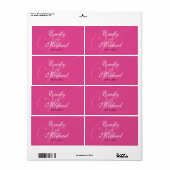Monogram bruiloft labels - Helderroze (Full Sheet)