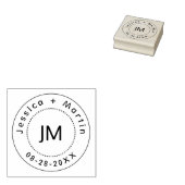 Monogram bruiloft Logo met de namen & datum van he Rubberstempel (Gestempeld)