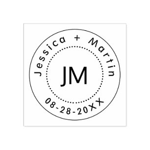 Monogram bruiloft Logo met de namen & datum van he Rubberstempel