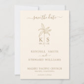 Monogram Bruiloft Logo Palm Tree Sla de datum op Kaart (Voorkant)