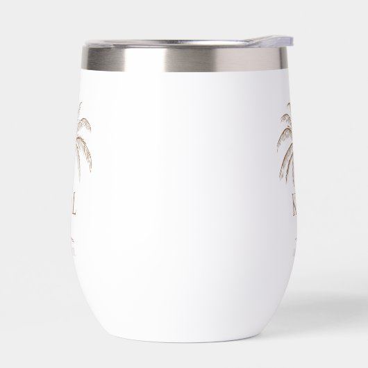 Monogram Bruiloft Logo Palm Tree Thermische wijn (Links)