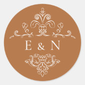  monogram | Bruiloft Monogram Ronde Sticker (Voorkant)